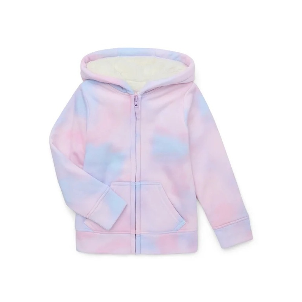 Wonder Nation Girls Kid Tough Zip Hoodie with Faux Shearling Lining,Size L 10-12 - Picture 4 of 12